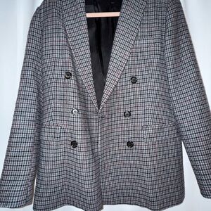 Zara Black and Gray Houndstooth Blazer